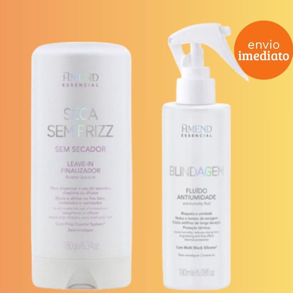 Amend KIT Seca Sem Frizz Leave-in 180g + Blindagem Fluído Antiumidade 180ml