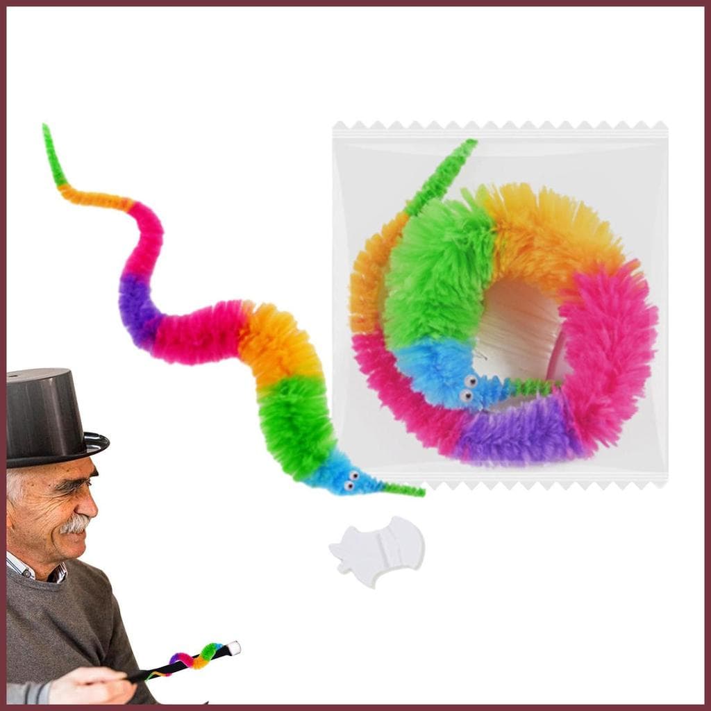 Engraçado Truque De Minhoca Mágica Brinquedos Crianças Iniciantes Wiggly Twisty Worm Com Corda Invisível Puxar Escondido