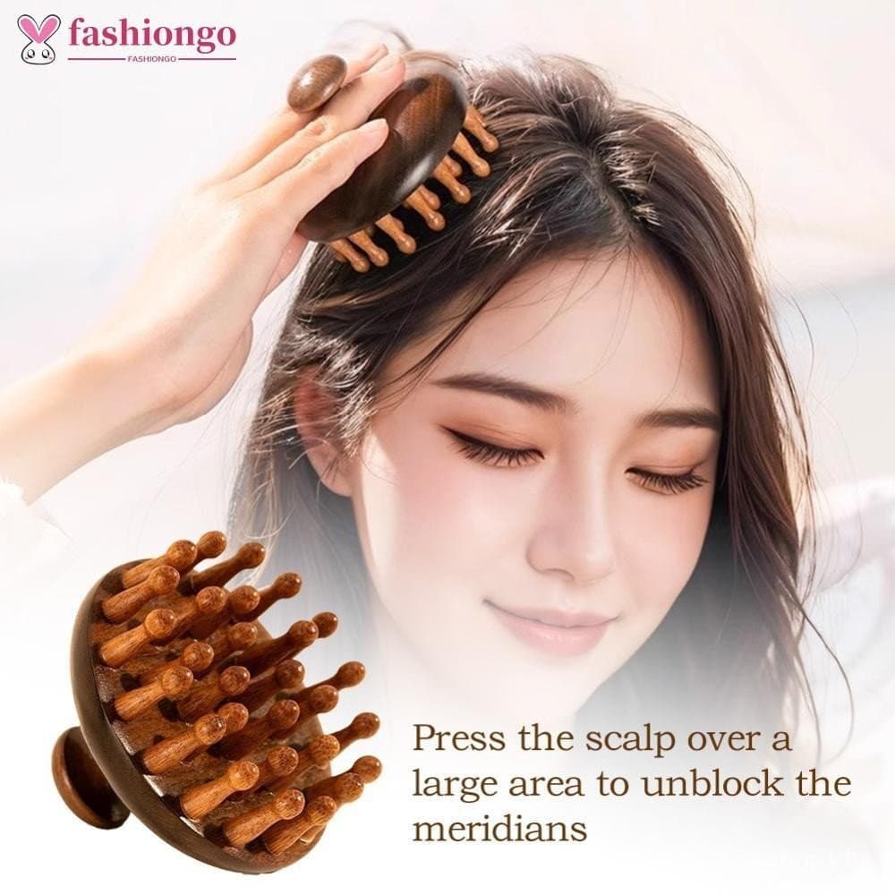 FASHIONGO Multifuncional Sândalo Couro Cabeludo Massagem Pente Terapia Cabeça De Cabelo Corpo Embelezar Cuidados N2Q9