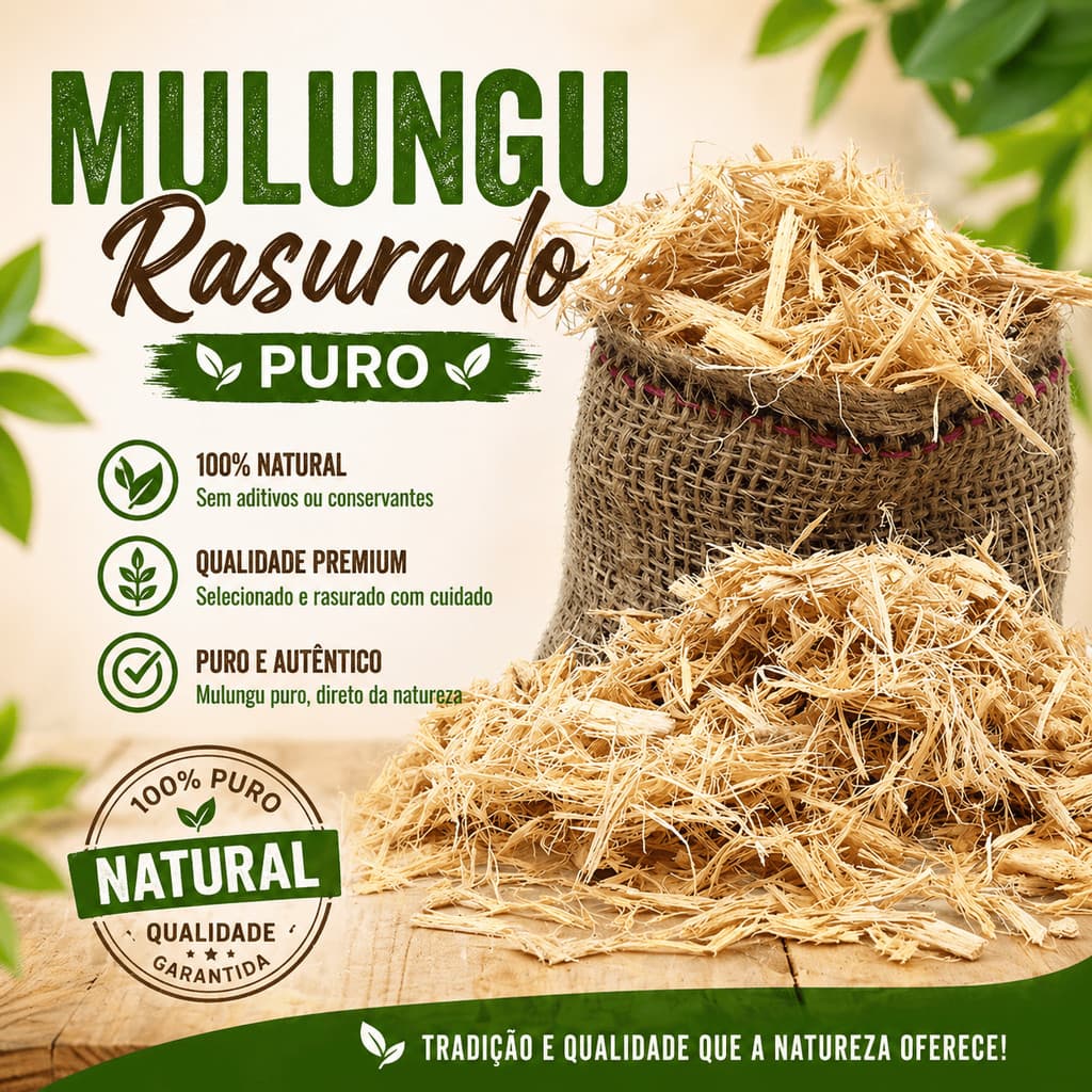 Mulungu Rasurado Puro 100g - Alta Qualidade