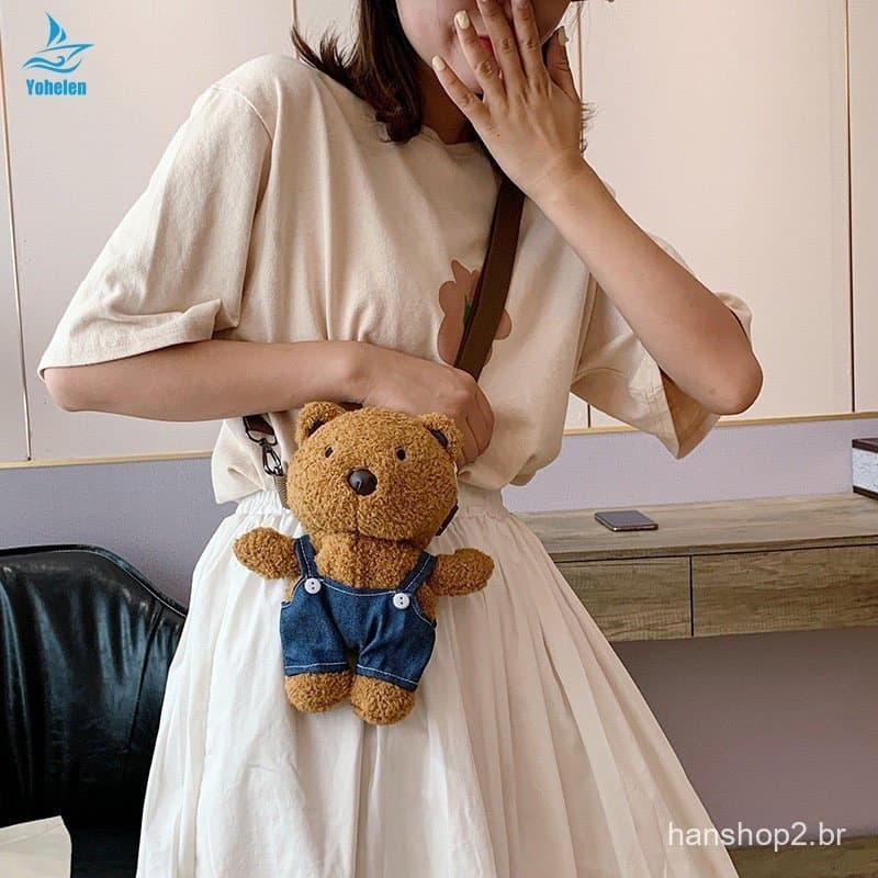 Saco De Pelúcia Coreano ins cute plush bags mini Boneca Fêmea Mochila De Corpo Cruzado Estudante De Desenho Animado Ombr