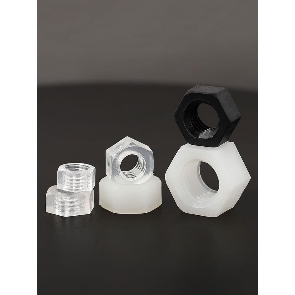 M2 M2.5 M3M4M5M6M8M10M12 Porca sextavada de Nylon branco/preto/porca de plástico/porca