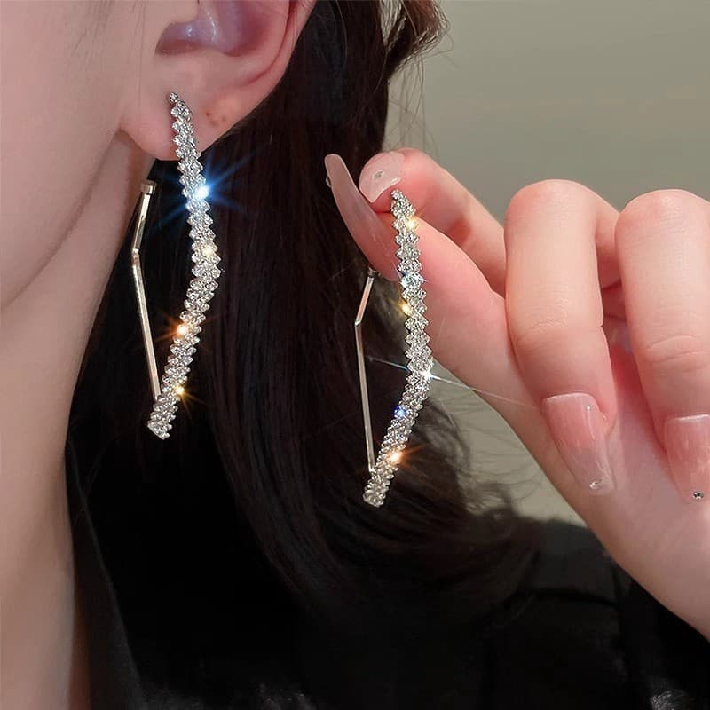 kit brinco aço inoxidável cartelas de brincos feminino ♭Europeu americano moda exagerada geométrica strass brincos femin