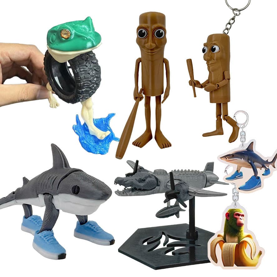 Novos Brinquedos Tung Sahur Tralalero Tralala Crocodilo Modelo Articulado Impresso em 3D