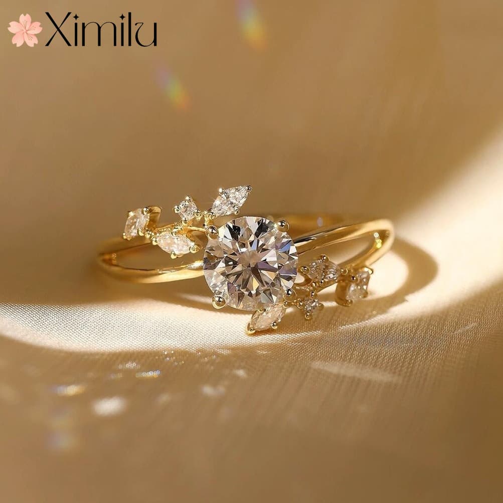 ❤ Original piscando Oval ramo folha anel feminino novo estilo elegante novo estilo jóias