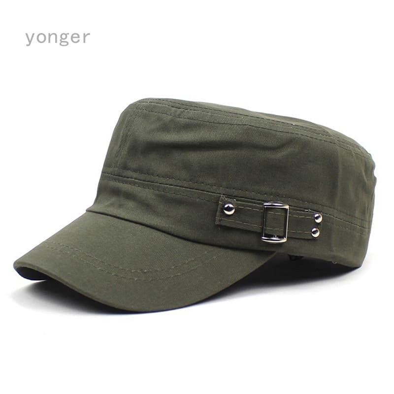 Nova Coreano Dos Homens Casuais Flat Top Chapéu Ao Ar Livre Chapéus De Sol Velho Lavado Cap Militar Simplesmente Cuba Da