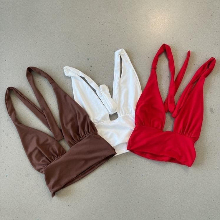 Kit 3 Top Halter com Laço Estilo e Conforto em Cores Neutras