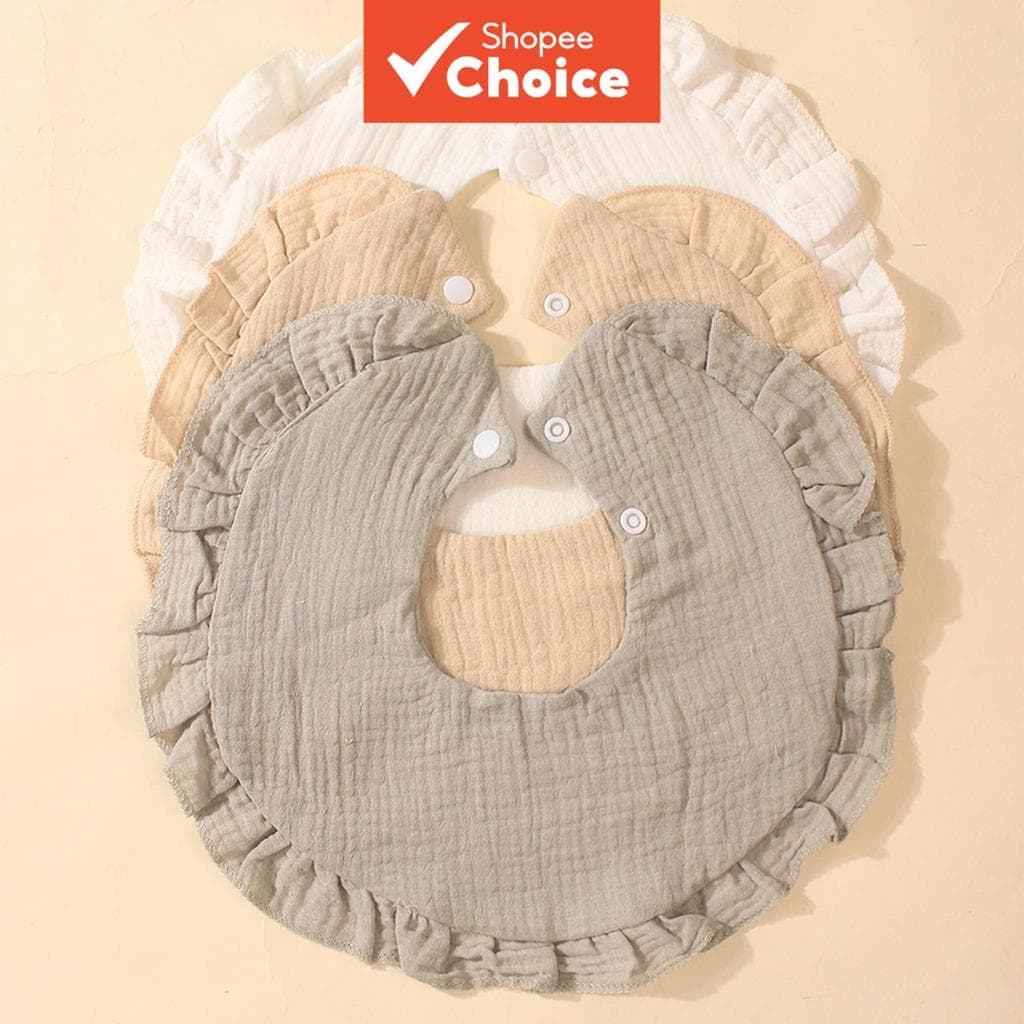 Doce Cor Algodão Gaze Babadores Do Bebê Guarnição De Renda Para Bebês Meninos Meninas Acessórios Cachecol Conjunto Bonit