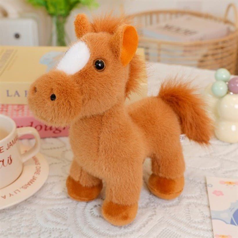 Super macio toque simulação cavalo brinquedo de pelúcia boneca bonito pônei boneca reconfortante ano do cavalo mascote c