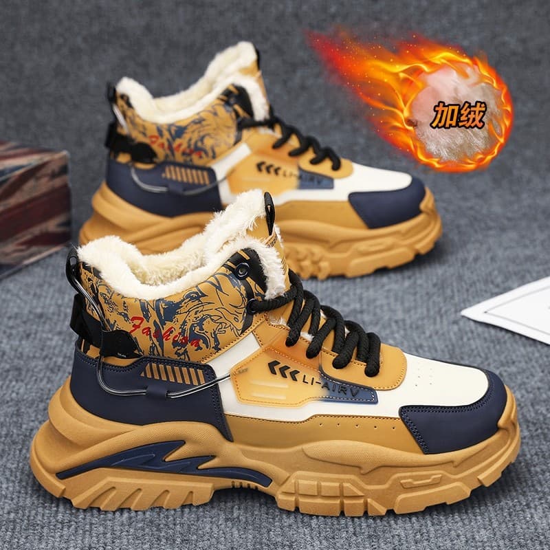 Sapatos masculinos de alta qualidade forro de lã de inverno engrossado quente juventude sapatos de algodão esportes casu