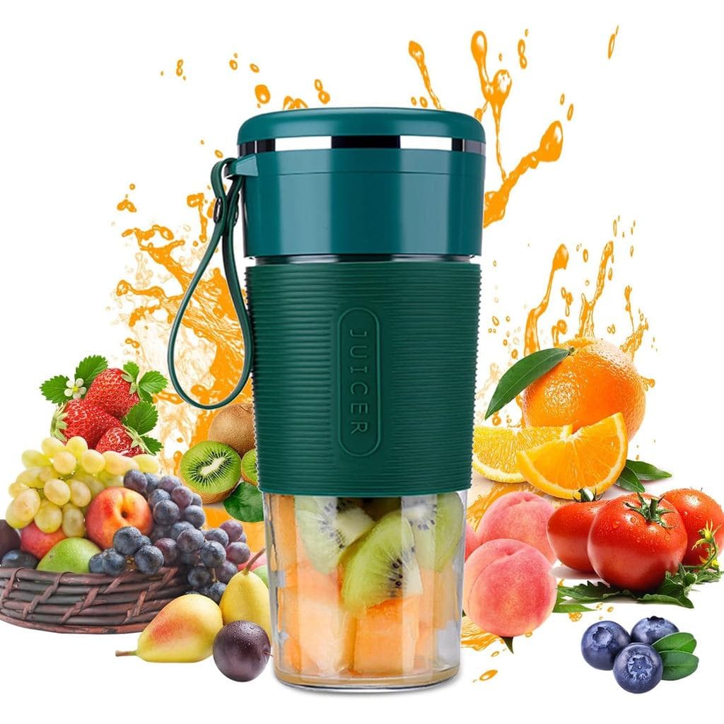Mini Liquidificador Portátil USB 6 Lâminas Copo de Vidro