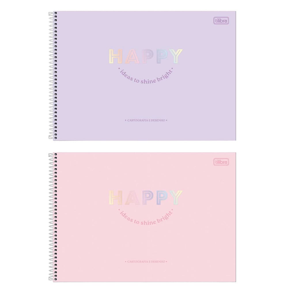 Caderno de Cartografia e Desenho Espiral Capa Dura Happy 80 Folhas - Tilibra