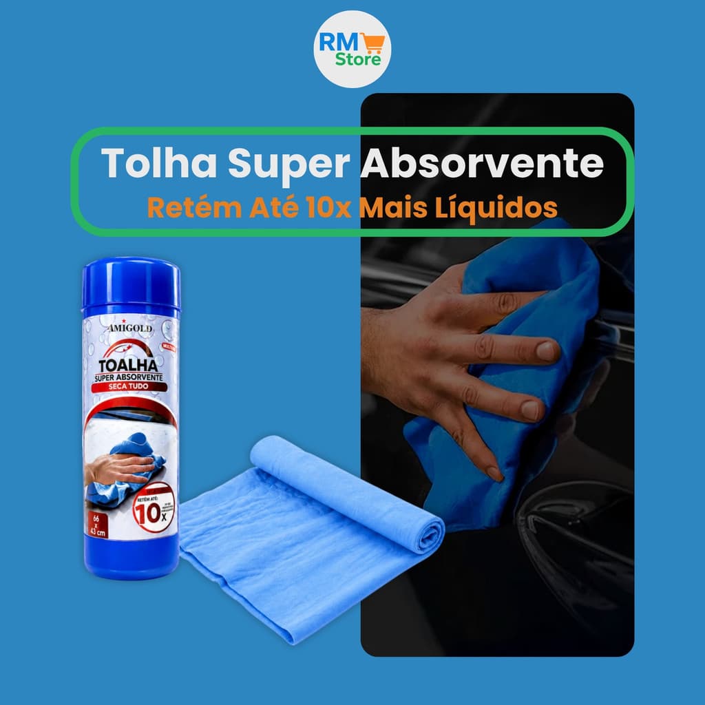 Toalha Mágica PVA Super Absorvente 66x43cm – Limpa e Seca Até 10x Mais!