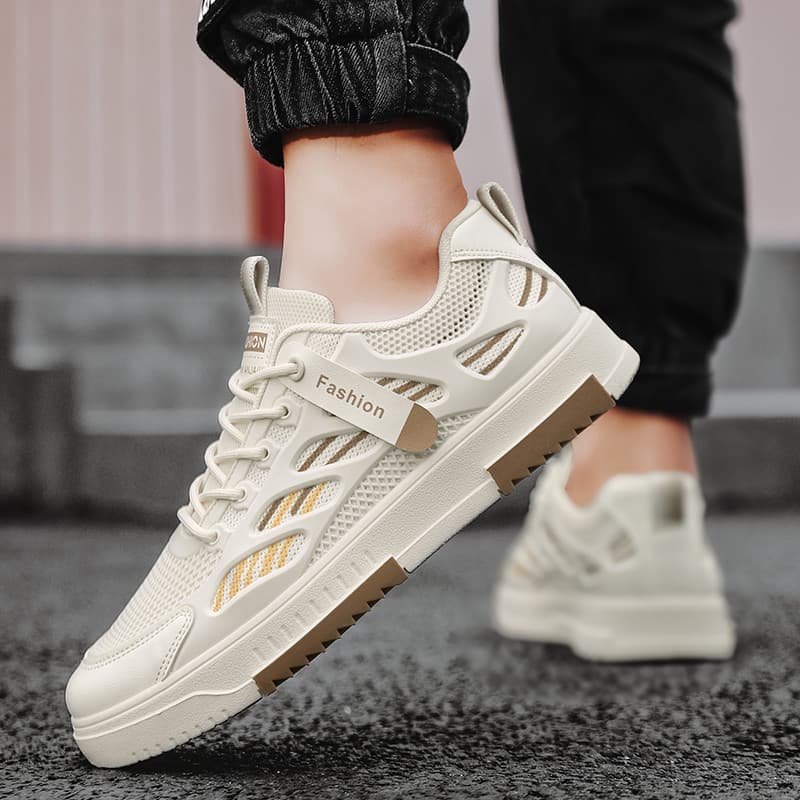 Sapatos masculinos primavera 2026 novo estilo sapatos de malha pequeno branco alemão tênis de treinamento esportes casua