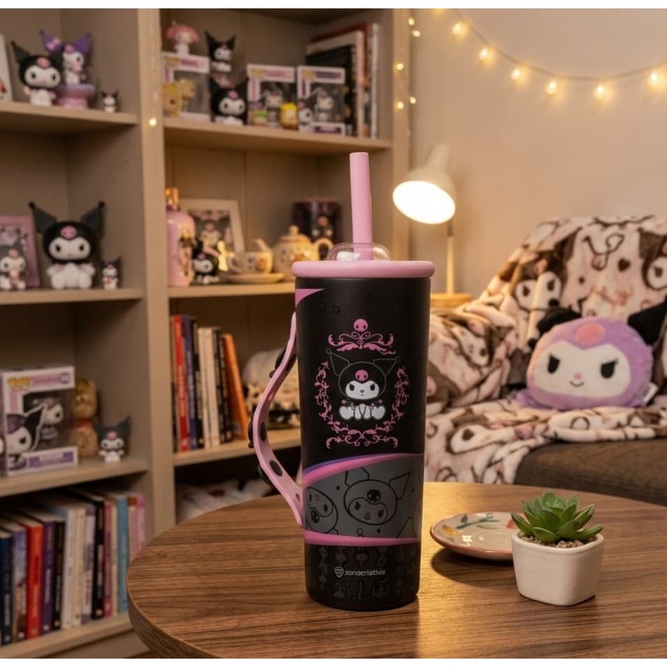 Copo Térmico Charms 600ml Kuromi Disney Com Tampa