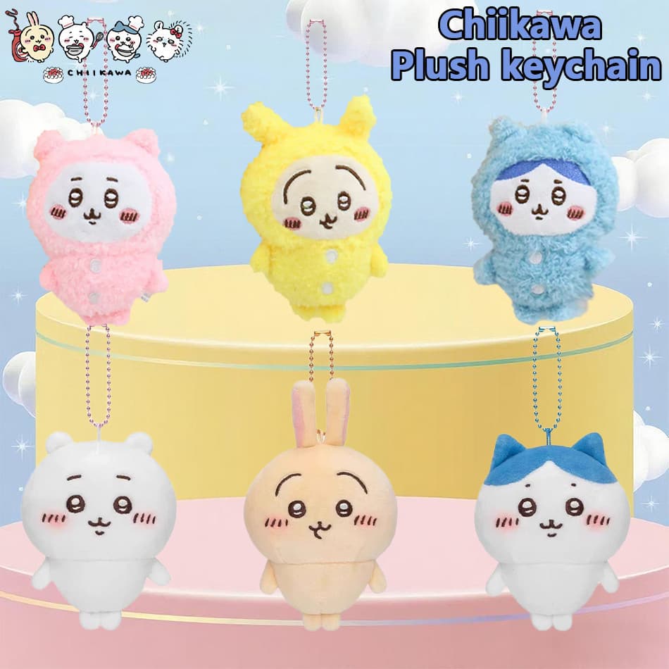 10CM Chiikawa Pijama Pingente De Pelúcia Chaveiro Dos Desenhos Animados Usagi Hachiware Usachi Boneca Chaveiros Brinqued