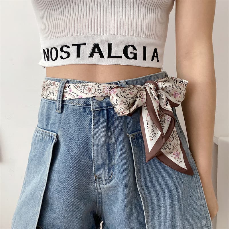 Cintura estreita ferramenta útil mudança pequena fita lenço de seda cinto senhoras decoração combinando calças Jeans cin