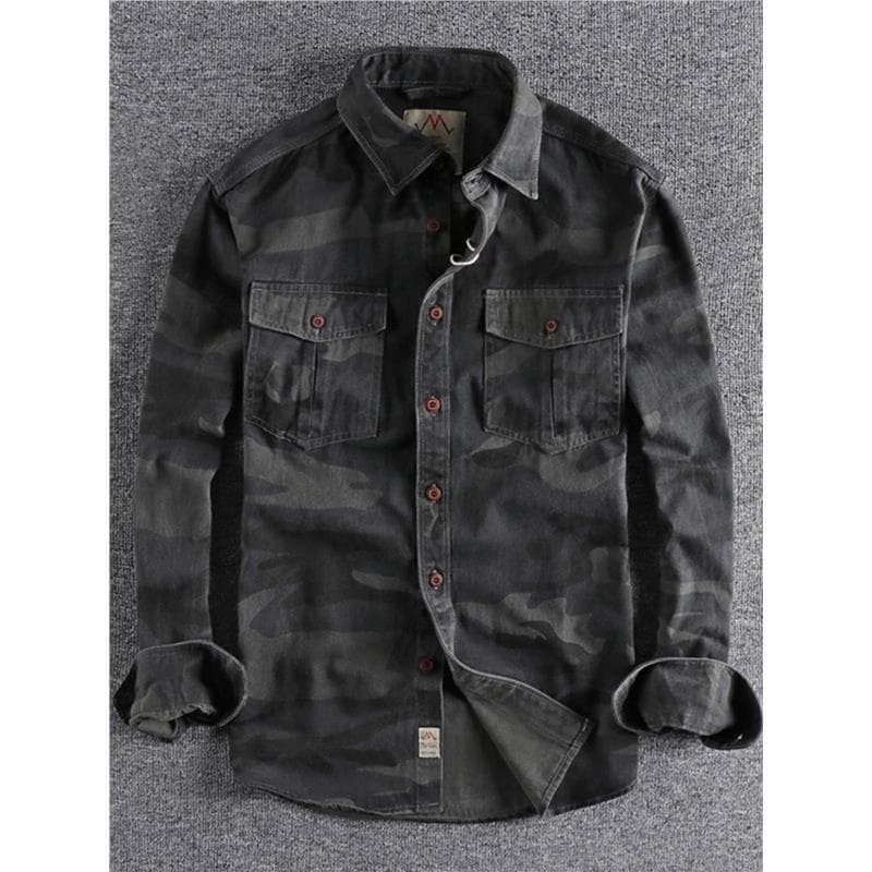 Primavera verão novo estilo jaqueta camuflada de manga comprida topo masculino canteiro de obras soldador respirável res