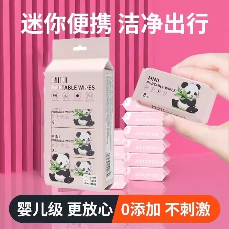 Mini lenços umedecidos portátil para crianças, bolsa pequena, lenços umedecidos, viagem, estudante, mão, boca, limpeza,