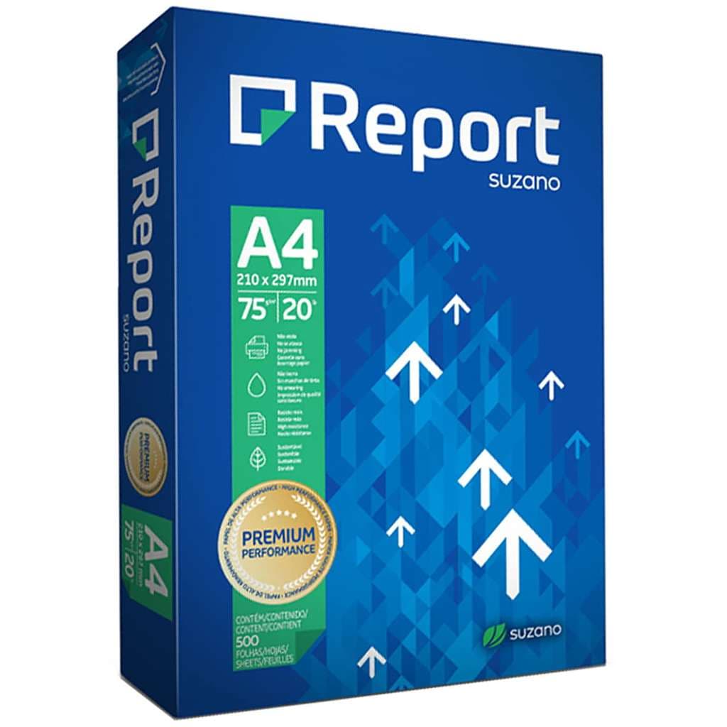 Papel A4 Sulfite Report Premium 210mm x 297mm 75g/m² Resma com 500 Folhas Alta Performance