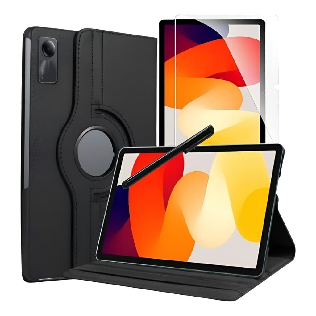 Kit Completo Capa Giratória + Película + Caneta Para Xiaomi Redmi Pad SE 11 Polegadas