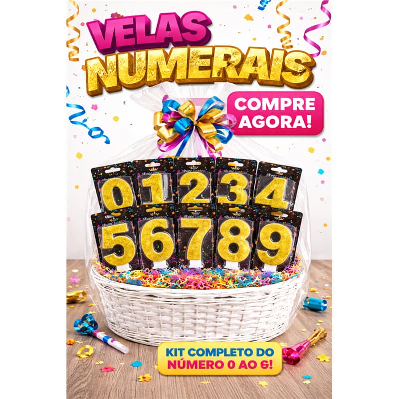 Vela de Aniversário Glitter Números