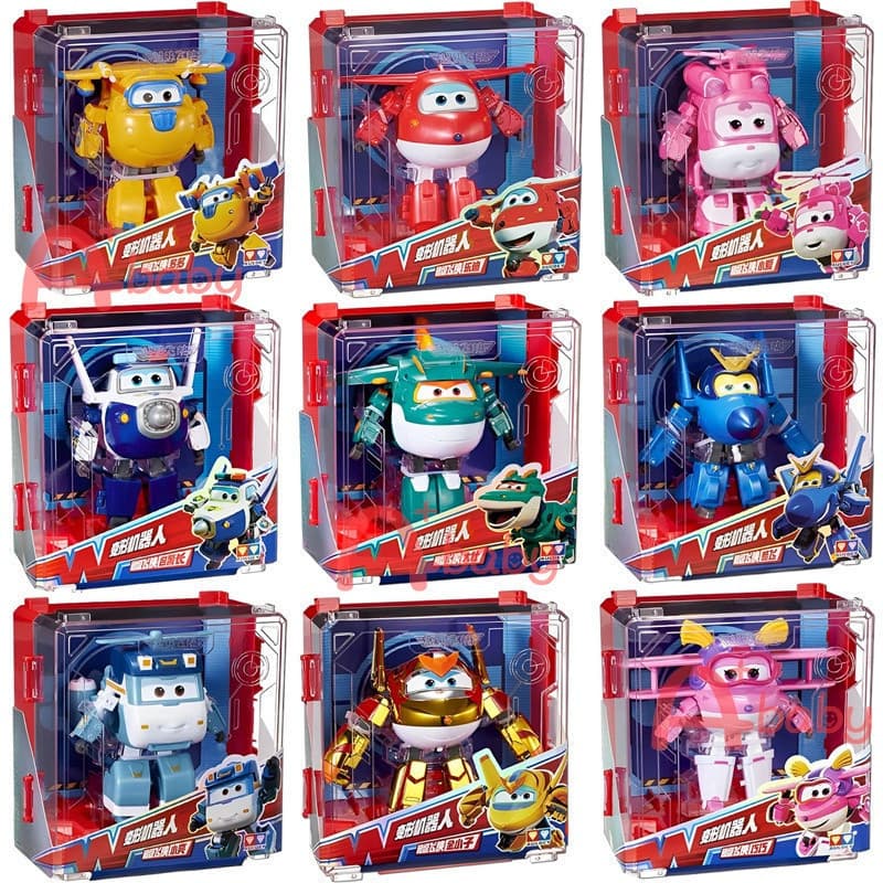 Brinquedo infantil grande Super Wings Audi de 15cm, robô avião a jato transformável e móvel.