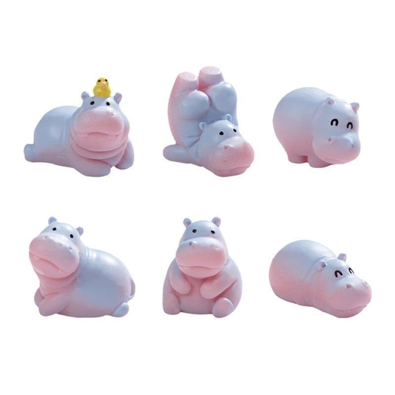 Hi * 6 Peças Resinas Hipopótamo , Estatuetas Miniatura Para Melhorar Paisagens E Bonsais , Vasos , D
