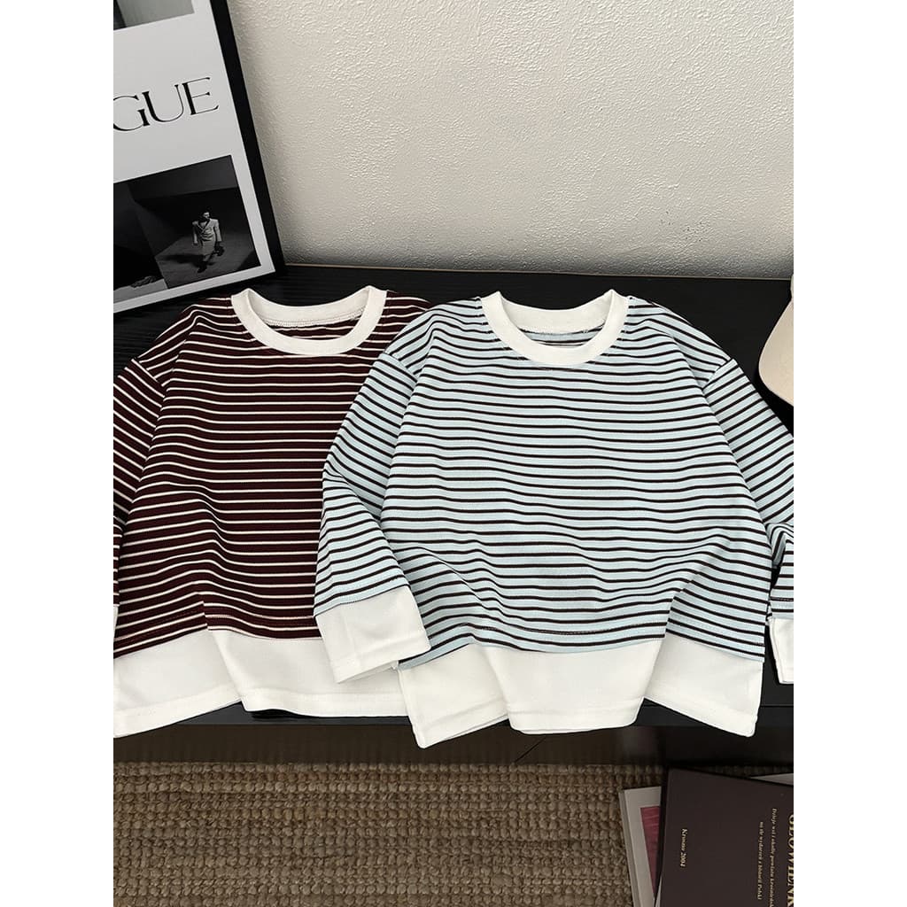Moletom infantil moda manga comprida em torno do pescoço camisa de fundo versão coreana solta roupas infantis meninos to