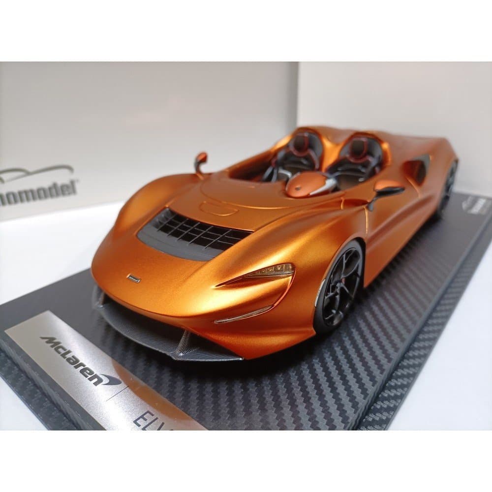 Tecnomodel 1:18 Modelo de Supercarro McLaren Elva 2022 Elétrico Laranja Claro
