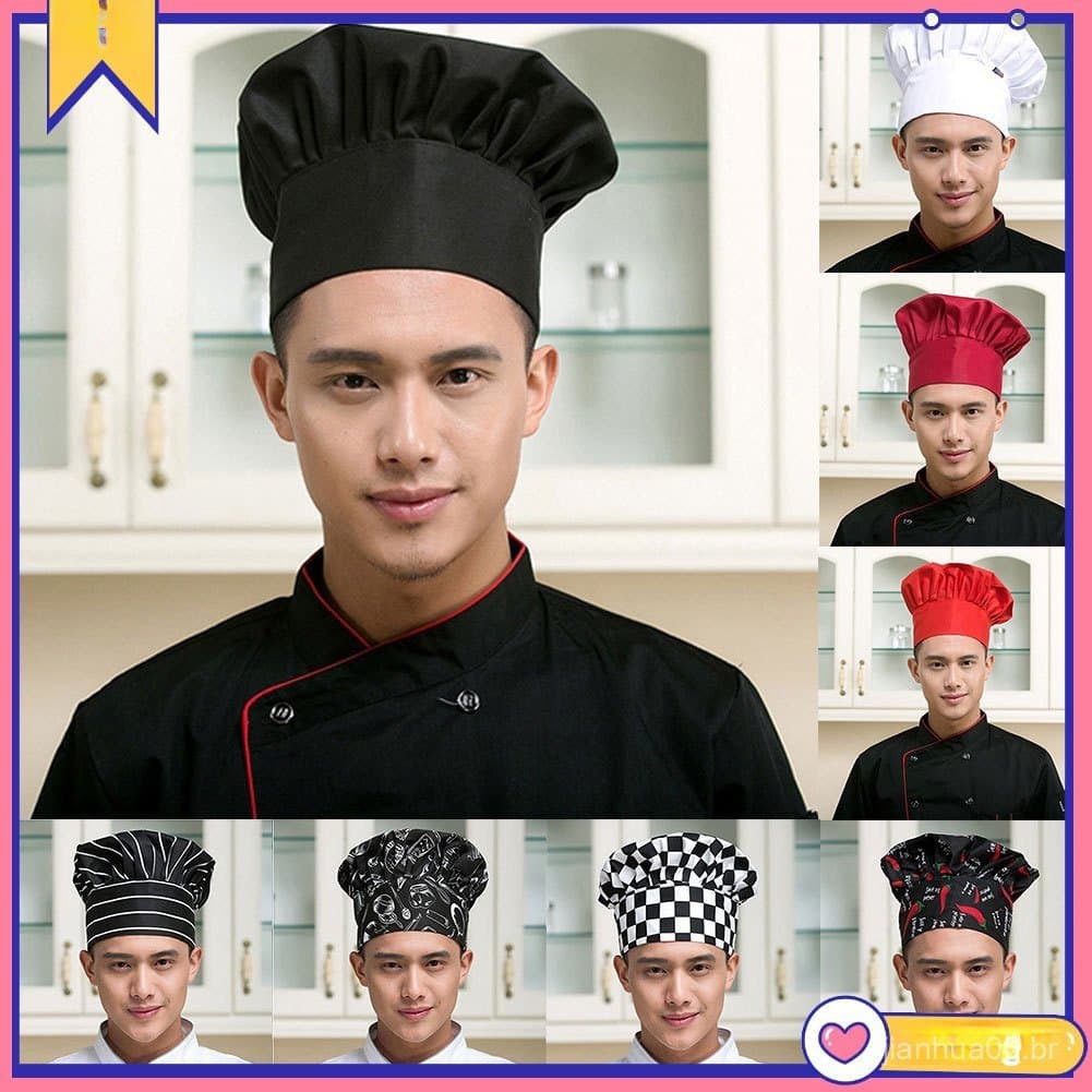 Touca Masculina Elástica Ajustável Para Cozinheiro / Cozinheiro / Catering / Chef