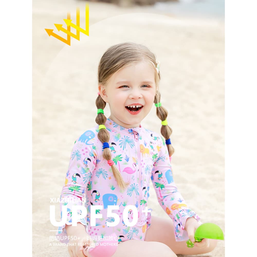 Ins maiô infantil meninas novo estilo de manga comprida protetor solar infantil primavera quente de uma peça meninas mod