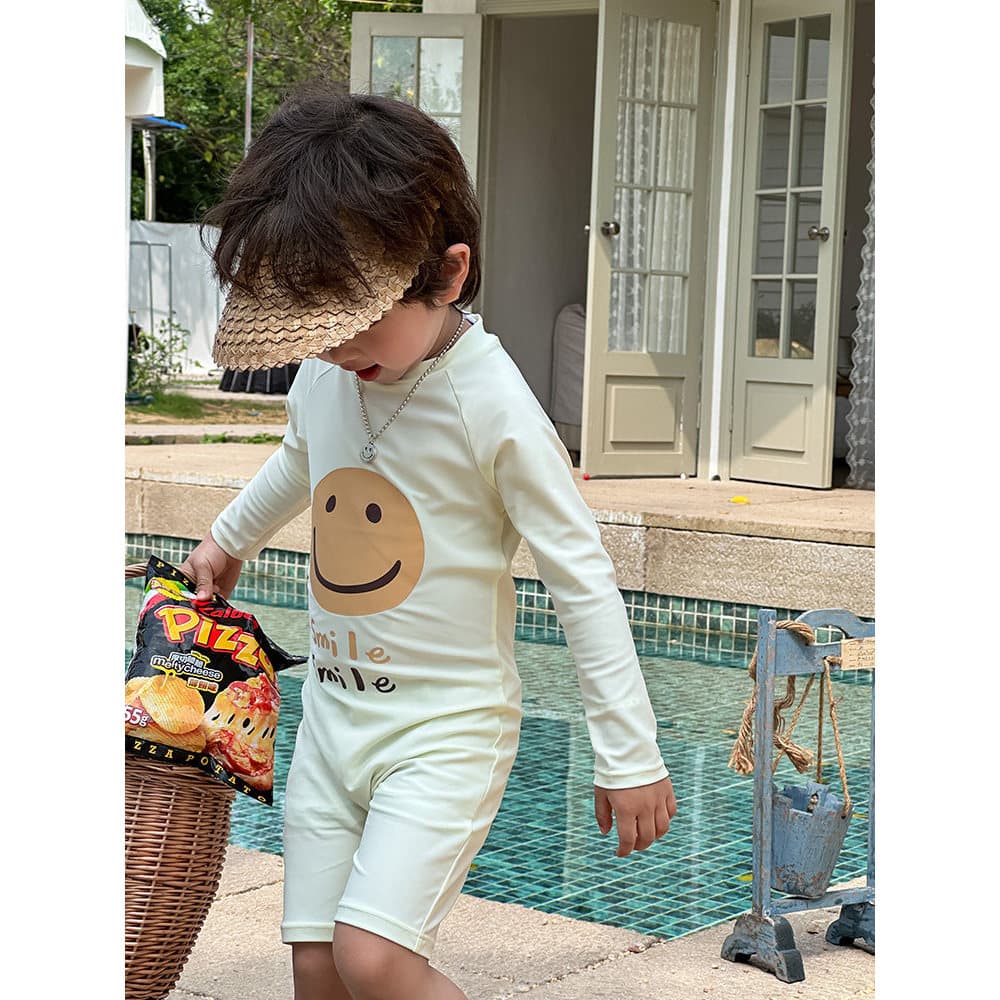 Coreano coreano meninos maiô verão novo estilo crianças bebê de manga comprida maiô de uma peça terno de secagem rápida