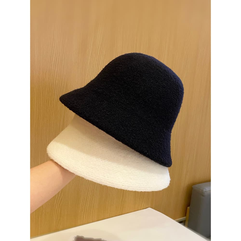 Chapéu balde feminino outono inverno preto simples All-Match quente bacia chapéu de viagem ao ar livre rosto pequeno cha