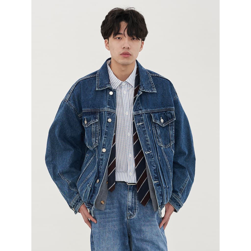 Liberty Kostume Jaqueta jeans retrô solta Casual estilo Hong Kong jaqueta jeans coreana masculina