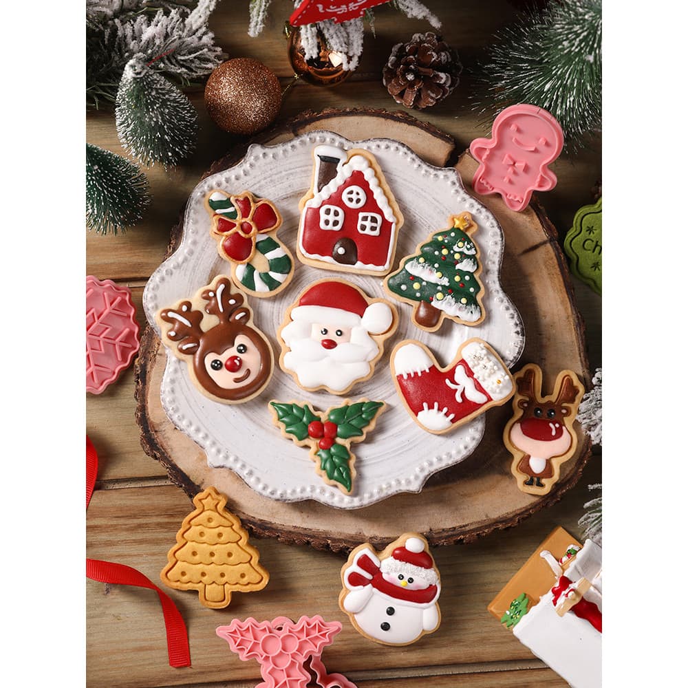 Molde de biscoito de natal Material Fondant gelo cozimento gengibre homem papai noel casa árvore tridimensional casa