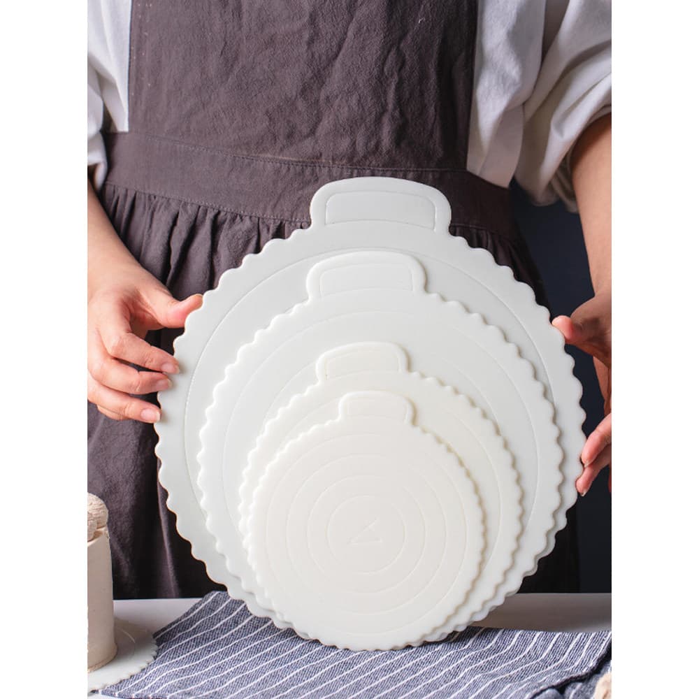 Bolo de limpeza reutilizável 13/20/27/33cm ABS plástico doméstico bolo de aniversário bandeja inferior dura