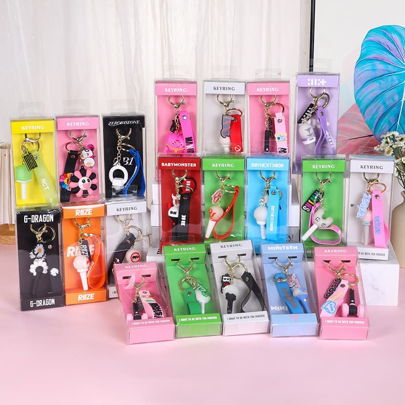 Chaveiro de borracha macia 3D para lightstick de ídolos do Kpop: G-DRAGON, StayKids, Twice, SVT, BP, ASTRO, ZB1