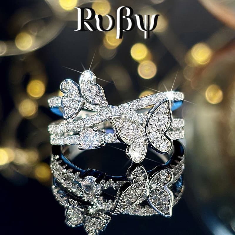 Anel de Design multicamadas Ruby * borboleta anel doce fresco estilo feminino