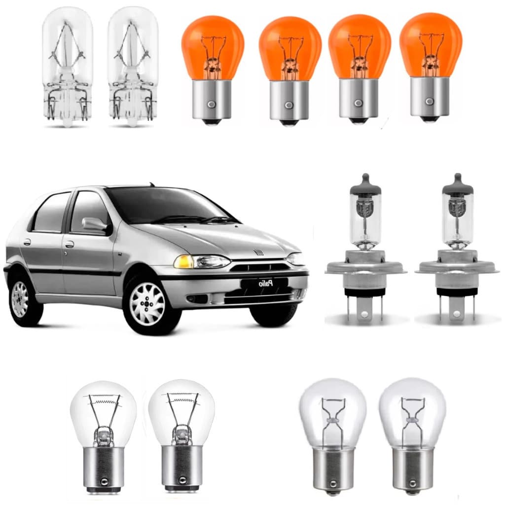 Kit 12 Lâmpada Farol Lanterna Palio 1996 97 98 99 00 FOCO SIMPLES