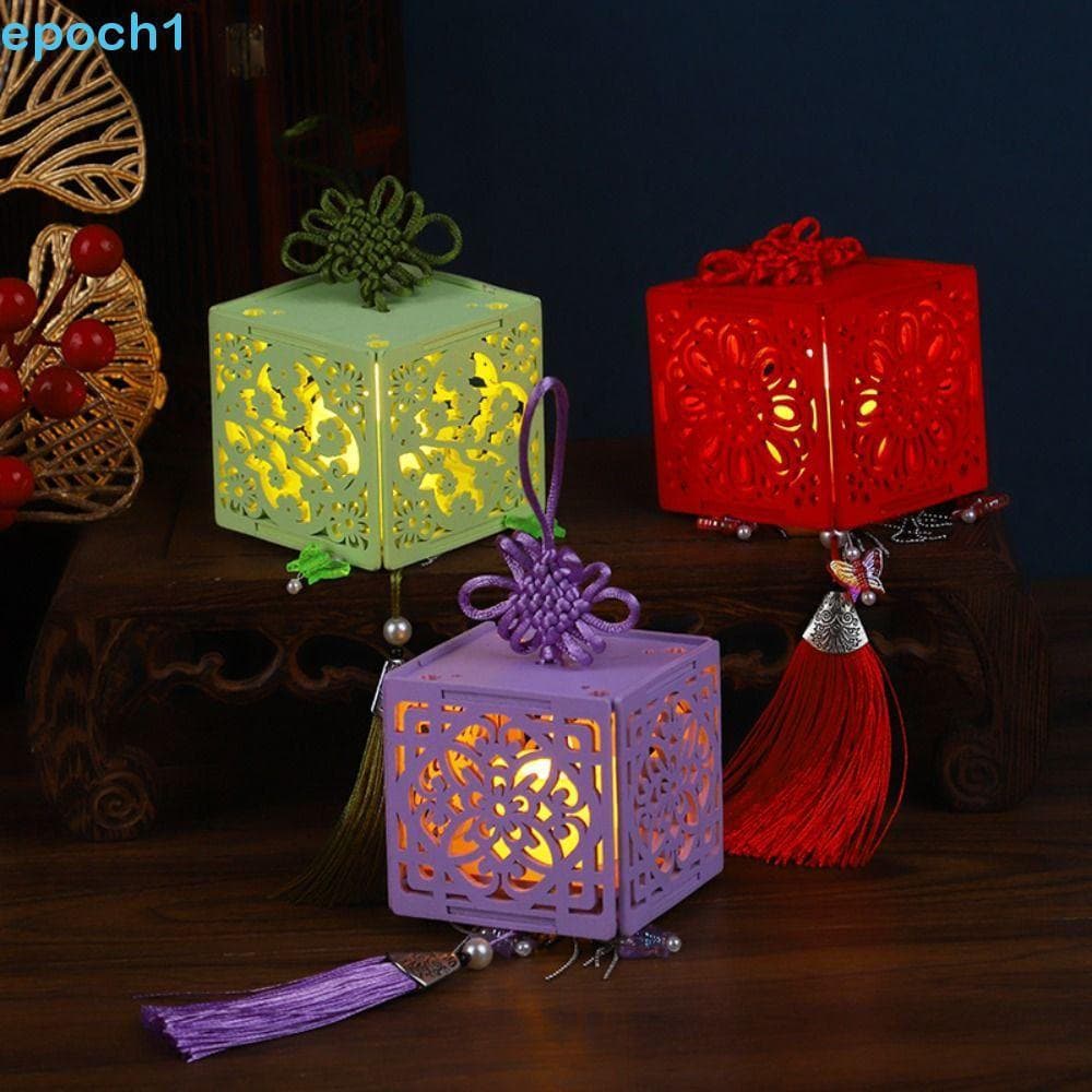 Lanternas Artesanais EPOCH1 , Com Luz LED Estilo Chinês DIY Lanterna De Meio Outono , Bênçãos Brilhantes Boa Sorte