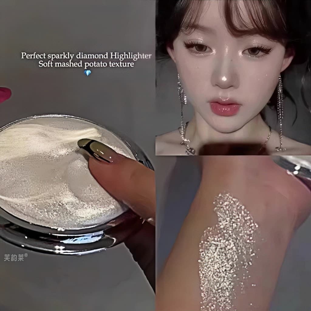 Claro galáxia diamante quebrado ~ francês alto brilho creme batatas picadas brilho facial Glitter champanhe ouro reparaç
