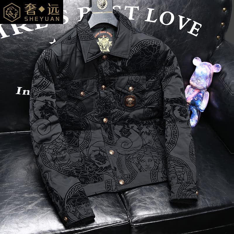 High-End bens europeus luz luxo rua Wear jaqueta curta masculina 90 pato branco para baixo quente fino-ajuste Casual jaq