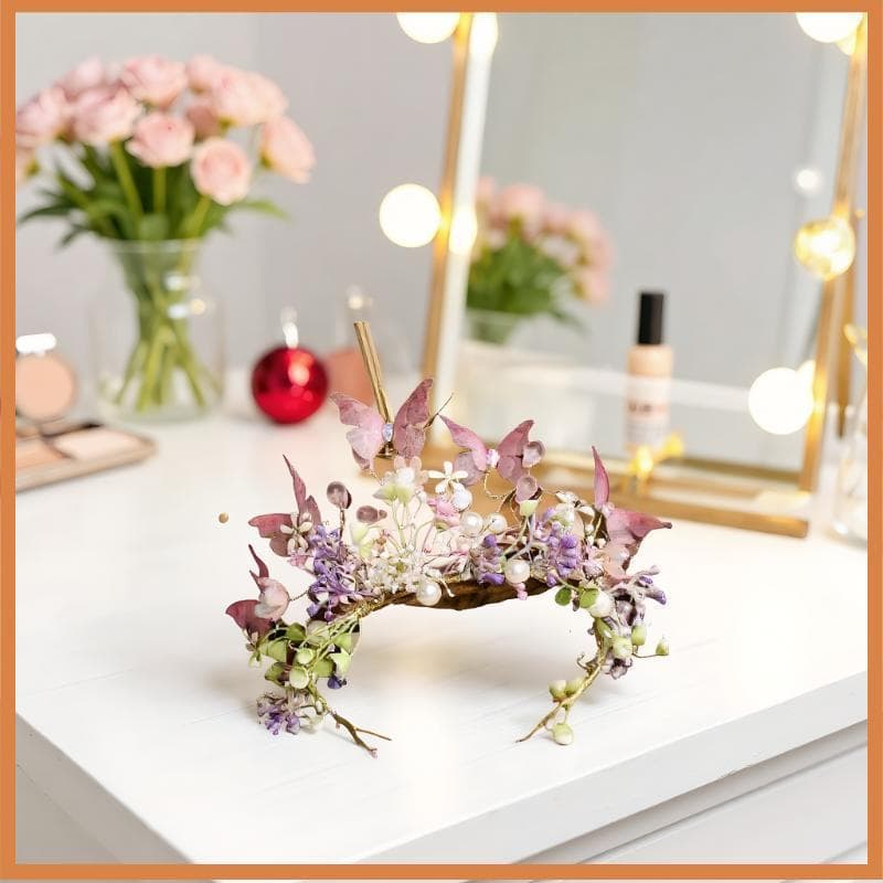 [BG] Cocar De Cabelo De Pérola Imitada Para Meninas Elegantes , Guirlanda De Flores Bebês Noiva , Argola De Cabeça , Cas