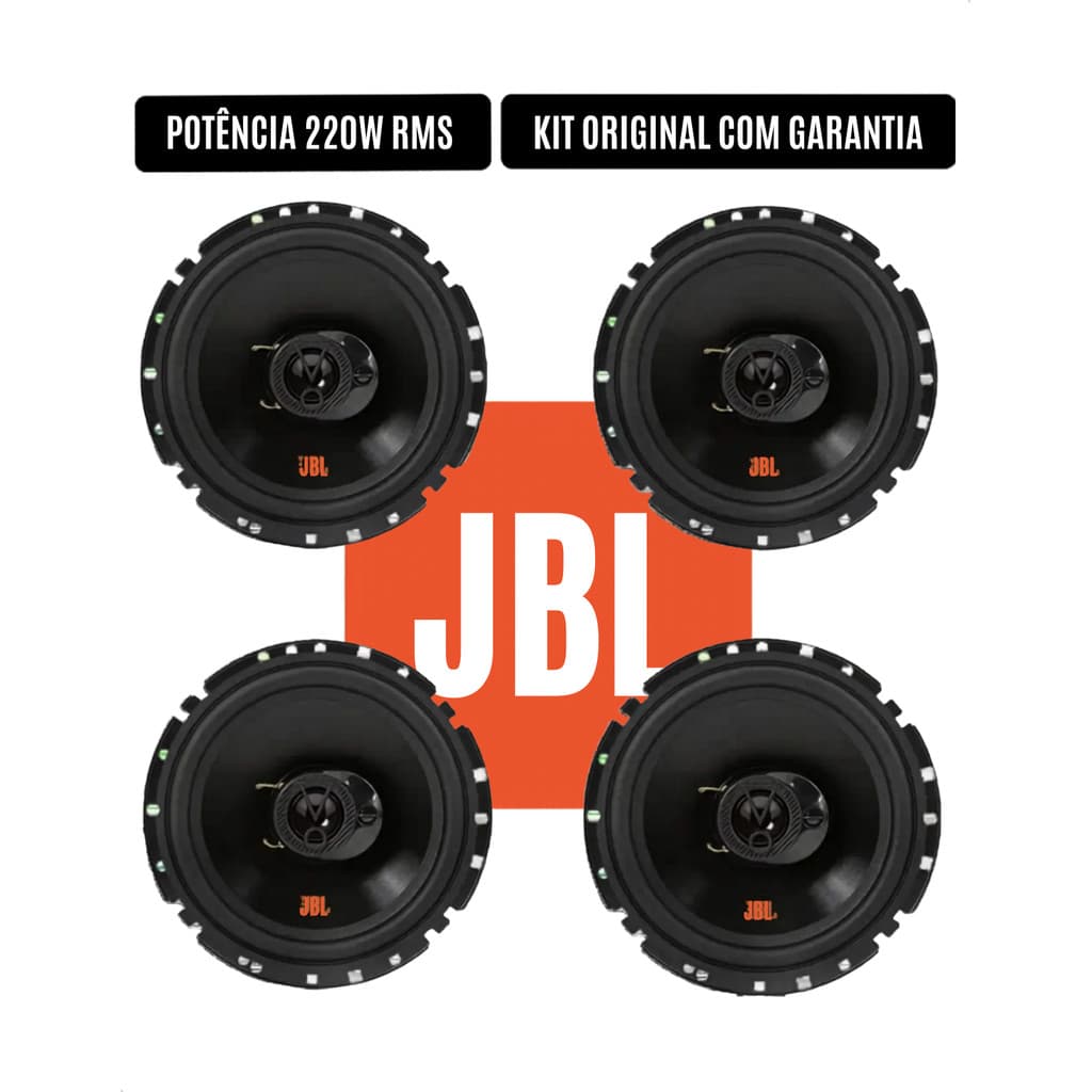 JBL Kit 4 Alto Falantes Triaxial 6 Polegadas 220W RMS Fácil Flex 6TRFX55 Original Som Automotivo