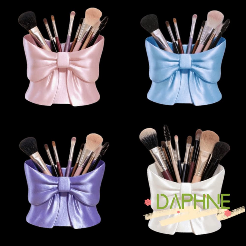 Recipiente De Caneta Impresso DAPHNE , Suporte De Pincel De Maquiagem Com Arco TPU , Caixa De Armazenamento Cosmético PS