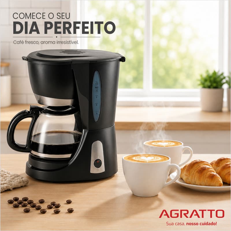 Cafeteira Elétrica Jarra de Vidro Cafeteira Rende 30 Xícaras 127V Cafeteira Agratto Mantem Aquecido
