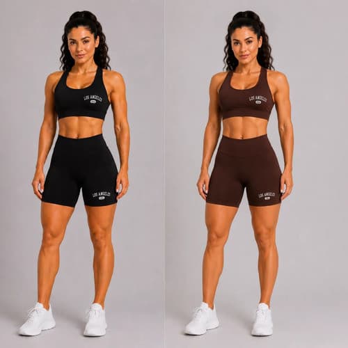 Kit 2 Conjunto Top E Short Academia Fitnes Los Angeles