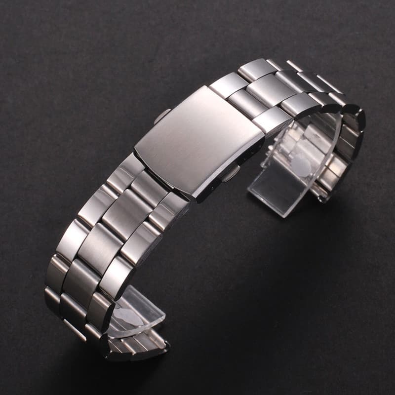 Pulseira De Relógio Masculina De Aço Inoxidável Cor Prata Para 12/14/16/18/20/22mm Dobrada Sobre Fecho Com Botão De Pres