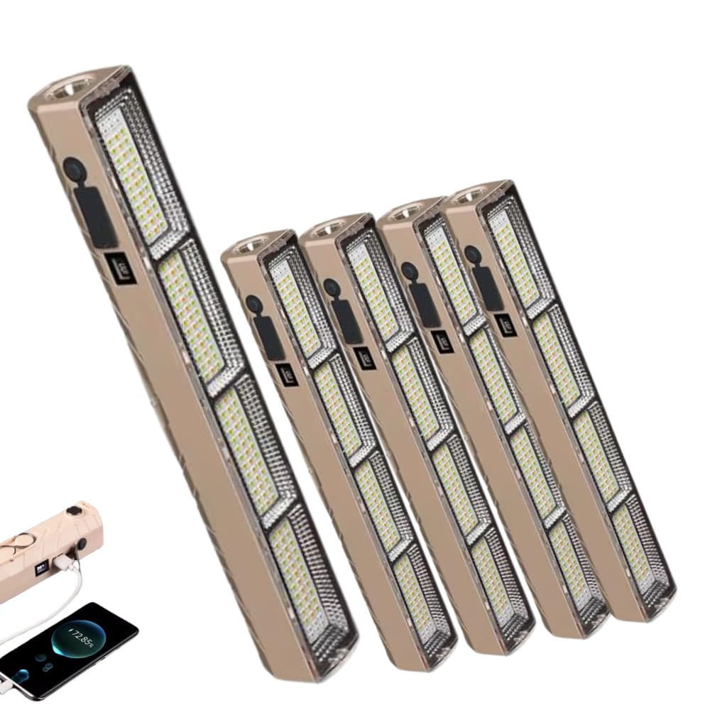 Kit 5 Emergência Luz Led Tubo 300w Emergência Camping Lampião Pesca Barraca Lanterna 31cm Luminoso Recarregável